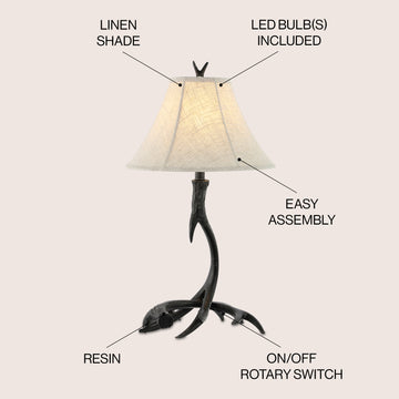 Antler 27.5" Rustic Resin LED Table Lamp